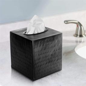 img 3 attached to Monarch Abode Monarch Hand Hammered Metal Tissue Box Cover: Elegant Matte Black Décor Accessory