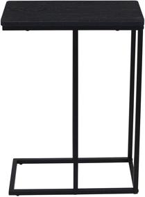 img 2 attached to 🔲 Industrial Narrow End Table with C-Shaped Metal Frame and Faux Wood Grain Top - Black Oak - Household Essentials