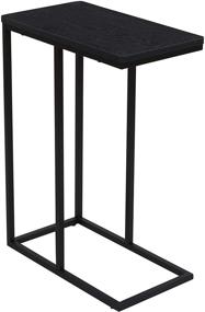 img 4 attached to 🔲 Industrial Narrow End Table with C-Shaped Metal Frame and Faux Wood Grain Top - Black Oak - Household Essentials