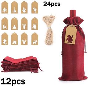 img 3 attached to 🍷 STEFORD 12-Pack Burlap Wine Gift Bags - Jute Wine Bags with Drawstring and Tags, Reusable Wine Bottle Covers for Christmas, Wedding, Birthday, Party Favors - 6.3”x14.2” Size