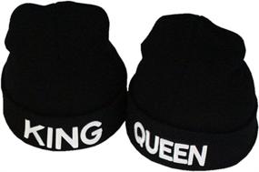 img 3 attached to Warm and Trendy Couple's Skullies: MIUNIKO Fashion King and Queen Caps for a Stylish Winter Look