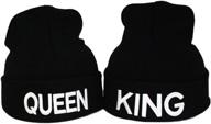 warm and trendy couple's skullies: miuniko fashion king and queen caps for a stylish winter look logo