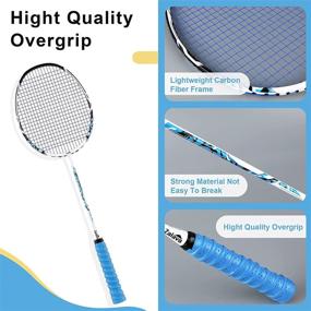 img 2 attached to Zalava Badminton Racquets Set: Professional Carbon Fiber Rackets for Beginners & 🏸 Advanced Players – Lightweight, 4 Pack with Feather Shuttlecocks, Protective Case, & Overgrip