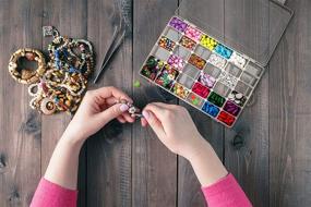 img 2 attached to 🧵 Adjustable Embroidery Floss Organizer Box with 36 Compartments - Includes 100 Plastic Floss Bobbins and Sticker Set