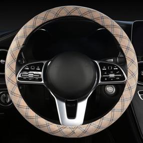 img 2 attached to Steering Wheel Cover-15 Inch Breathable Anti-Slip Linen Auto Steering Wheel Protector Accessories Universal Fit For Sedan