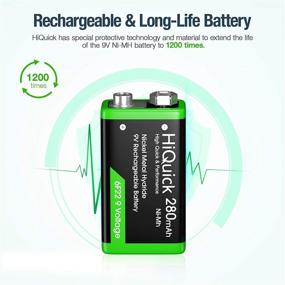 img 3 attached to HiQuick 9V Rechargeable Batteries: 4 Pack, High Capacity 280mAh Ni-MH, Low Self-Discharge for Smoke Alarm Detectors