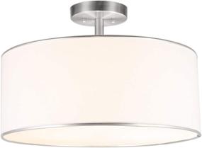 img 3 attached to 🔆 CO-Z Drum Light: 18" Brushed Nickel 3-Light Chandelier for Contemporary Ceiling Lighting in Kitchen, Hallway, Dining Room, Bedroom, Bathroom