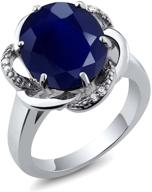 💍 925 sterling silver blue sapphire women's engagement ring by gem stone king - 5.07 cttw gemstone birthstone, size options: 5, 6, 7, 8, 9 logo