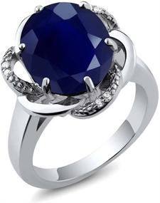 img 4 attached to 💍 925 Sterling Silver Blue Sapphire Women's Engagement Ring by Gem Stone King - 5.07 Cttw Gemstone Birthstone, Size Options: 5, 6, 7, 8, 9