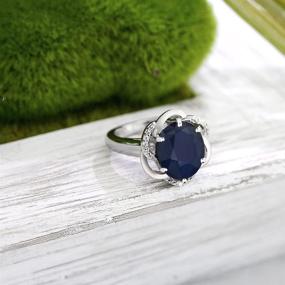 img 1 attached to 💍 925 Sterling Silver Blue Sapphire Women's Engagement Ring by Gem Stone King - 5.07 Cttw Gemstone Birthstone, Size Options: 5, 6, 7, 8, 9