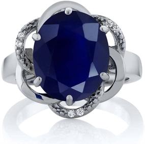 img 3 attached to 💍 925 Sterling Silver Blue Sapphire Women's Engagement Ring by Gem Stone King - 5.07 Cttw Gemstone Birthstone, Size Options: 5, 6, 7, 8, 9