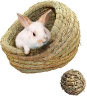 kathson woven pet hay bed for hamsters, guinea pigs, rabbits, and cats with bonus ball logo