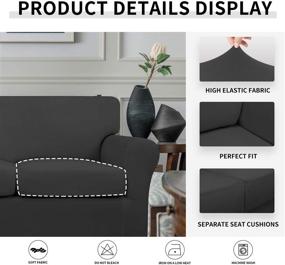 img 1 attached to Durable and Washable Dark Gray Loveseat Couch Cover - Perfect Furniture Protector for Pets and Kids - Easy-Going 3-Piece Stretch Soft Sofa Slipcover