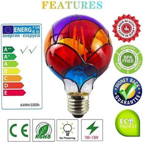 img 3 attached to 💡 Energy-Saving Dimmable Stained Glass LED Light Bulb E26 A60 for Home Parties, Recreation Rooms, Balconies, and Gardens