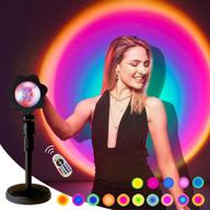 360 degree rotating sunset lamp projection with 16 color rainbow, romantic night light for christmas decor, photography background, party, bedroom – color changing sunset light with remote control логотип