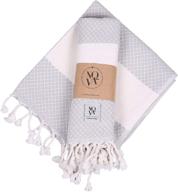 🤩 nova luxury linen - diamond weave turkish hand towels, light grey - multi-purpose pack of 2 logo