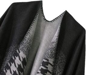 img 2 attached to 🧥 Chic Women's Vintage Pattern Poncho 1: Timeless Black Accessory for Women