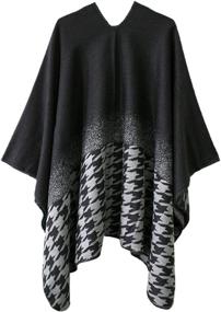 img 3 attached to 🧥 Chic Women's Vintage Pattern Poncho 1: Timeless Black Accessory for Women