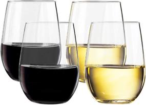 img 4 attached to 🍷 TaZa Unbreakable Plastic Wine Glasses: Elegant Shatterproof Stemless Glassware Set, Ideal for Pool Parties, 16 Ounce, Dishwasher-Safe (Set of 4)