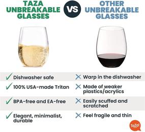 img 1 attached to 🍷 TaZa Unbreakable Plastic Wine Glasses: Elegant Shatterproof Stemless Glassware Set, Ideal for Pool Parties, 16 Ounce, Dishwasher-Safe (Set of 4)