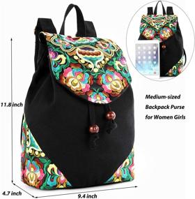 img 1 attached to Embroideried Backpack Shoulder Daypack Handbag
