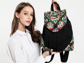 img 2 attached to Embroideried Backpack Shoulder Daypack Handbag