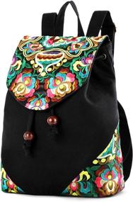 img 3 attached to Embroideried Backpack Shoulder Daypack Handbag