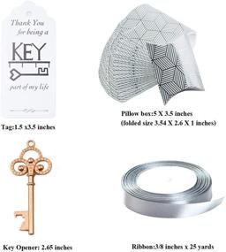 img 2 attached to 🔑 Aokbean 50pcs Vintage Skeleton Key Bottle Openers Wedding Favor Souvenir Gift Set with Pillow Candy Box, Escort Gift Card, Thank You Tag, and French Ribbon in Rose Gold 2