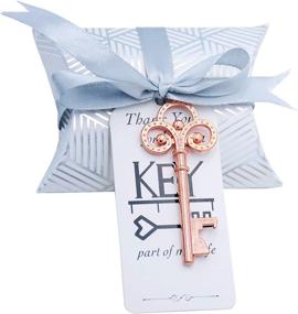 img 1 attached to 🔑 Aokbean 50pcs Vintage Skeleton Key Bottle Openers Wedding Favor Souvenir Gift Set with Pillow Candy Box, Escort Gift Card, Thank You Tag, and French Ribbon in Rose Gold 2