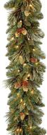 🎄 national tree company 9-ft pre-lit artificial christmas garland, green carolina pine with white lights and pine cones logo
