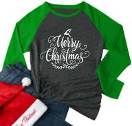 merry christmas tree holiday t-shirt for women - funny christmas reindeer long sleeve tops - baseball style tee logo