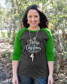 img 2 attached to Merry Christmas Tree Holiday T-Shirt for Women - Funny Christmas Reindeer Long Sleeve Tops - Baseball Style Tee