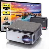 🎥 ultimate 1080p full hd video projector with carry bag, 100" screen, and 7500 lumen wifi - perfect for iphone, android, and ios smartphone connectivity, wireless projector with 20000:1 contrast, offering miracast airplay support & side projection logo