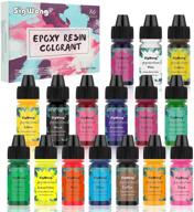 🎨 epoxy resin pigment - set of 16 liquid translucent epoxy resin colorants, highly concentrated dyes for diy jewelry making, ab resin coloring for paints and crafts - 10ml each - enhanced seo logo