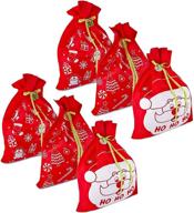 🎁 подарочная бутик: 6 гигантских рождественских подарочных пакетов: многоразовые, прочные ткани, 36" x 44", с лентой и ярлыком для упаковки очень крупных игрушек во время праздников. логотип