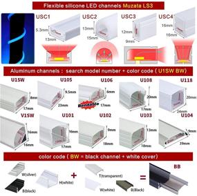 img 1 attached to Muzata 10 пакетов системы канала светодиодной ленты - черный, молочно-белый чехол - алюминиевый экструзионный профиль шириной 16 мм для световой ленты Philips Hue Plus - U-образный U102 1M BW, LU2 LP1