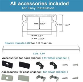 img 3 attached to Muzata 10 пакетов системы канала светодиодной ленты - черный, молочно-белый чехол - алюминиевый экструзионный профиль шириной 16 мм для световой ленты Philips Hue Plus - U-образный U102 1M BW, LU2 LP1