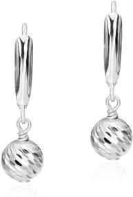 img 3 attached to Glamorous Sea of Ice Sterling Silver Diamond-Cut Leverback Earrings: Classy 8mm Ball Beads Dangle Drops for Women & Girls