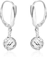 glamorous sea of ice sterling silver diamond-cut leverback earrings: classy 8mm ball beads dangle drops for women & girls logo