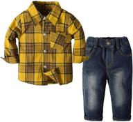 👕 2-piece toddler boy easter outfits set: shirt with denim pant jeans - boys clothes set logo
