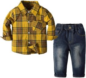 img 4 attached to 👕 2-Piece Toddler Boy Easter Outfits Set: Shirt with Denim Pant Jeans - Boys Clothes Set