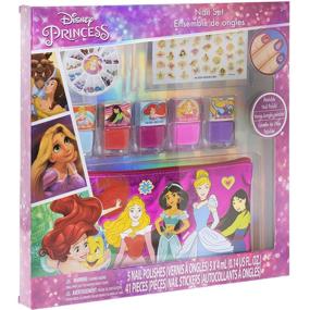 img 1 attached to 👑 Disney Princess Townley Girl Non-Toxic Peel-Off Quick Dry Nail Polish Activity Set for Girls - 5 Colors, 240 Nail Gems, Bag, Parties, Sleepovers and Makeovers!