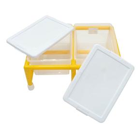 img 2 attached to Kids Sensory Table: Children's Factory Mini Double Discovery, Clear-Yellow, CF905-134 - Ideal Sand & Water Play Activity for Preschool or Daycare