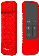 timovo apple tv 4k/4th gen remote protective case - red, anti-slip & shockproof, lightweight soft silicone cover for siri remote controller logo