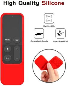 img 3 attached to TiMOVO Apple TV 4K/4th Gen Remote Protective Case - Red, Anti-Slip & Shockproof, Lightweight Soft Silicone Cover for Siri Remote Controller