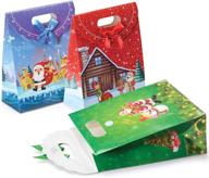 🎁 christmas themed gift bags: 12-pack medium fold over bags for holiday gifts, favors, and goodies logo