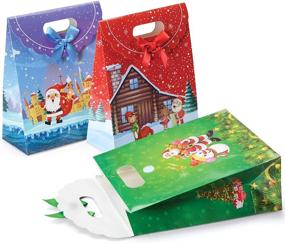 img 4 attached to 🎁 Christmas Themed Gift Bags: 12-Pack Medium Fold Over Bags for Holiday Gifts, Favors, and Goodies