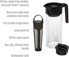 img 3 attached to Goodful Airtight Cold Brew Iced Coffee Maker - Shatterproof Tritan Plastic, Leak-Proof Lid, Stainless Steel - 2.25 Qt, Black