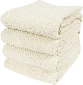 img 4 attached to 🍿 Deluxe Popcorn Terry Kitchen Towels - Set of 4, 100% Cotton Dish Towels - 20 x 30 Inches - Alabaster