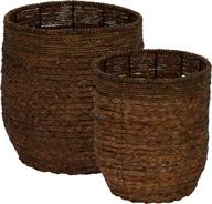 stylish and practical household essentials ml-4120 🏠 water hyacinth round rimmed basket set: 2 piece logo